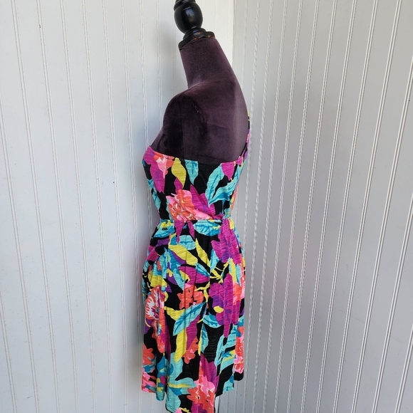 ROXY TROPICAL FLORAL Colorful MERRY VALE ONE SHOULDER Dress Stretch Sz S - Picture 6 of 14